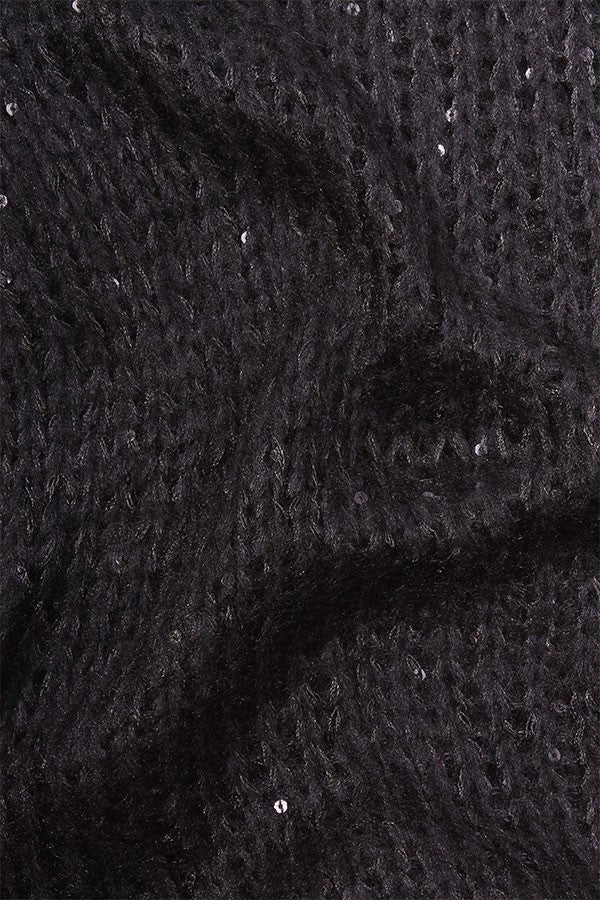 Angelina Sequined Poncho Black