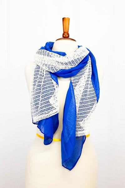 Antoinette Mesh Textured Scarf Blue