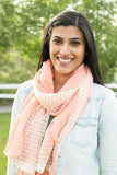 Antoinette Mesh Textured Scarf Peach With Model