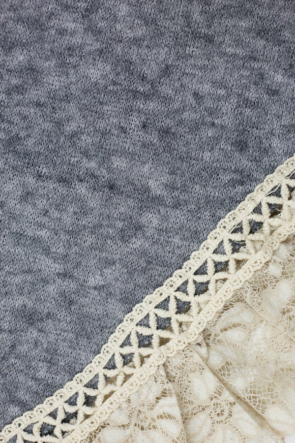 Aurelia Lace Trim Scarf Grey