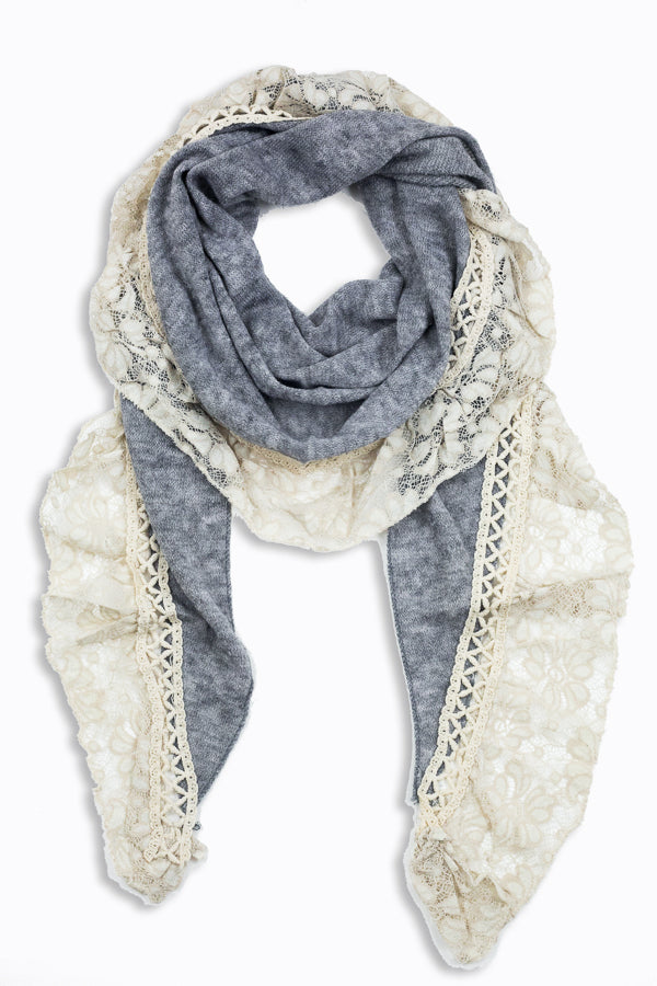 Scarf with lace clearance trim