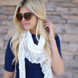 Aurelia Lace Trim Scarf Cream With Model