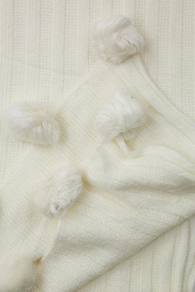 Blair Knit Pom Pom Scarf White / Ivory