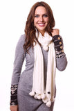 Blair Knit Pom Pom Scarf White / Ivory With Model