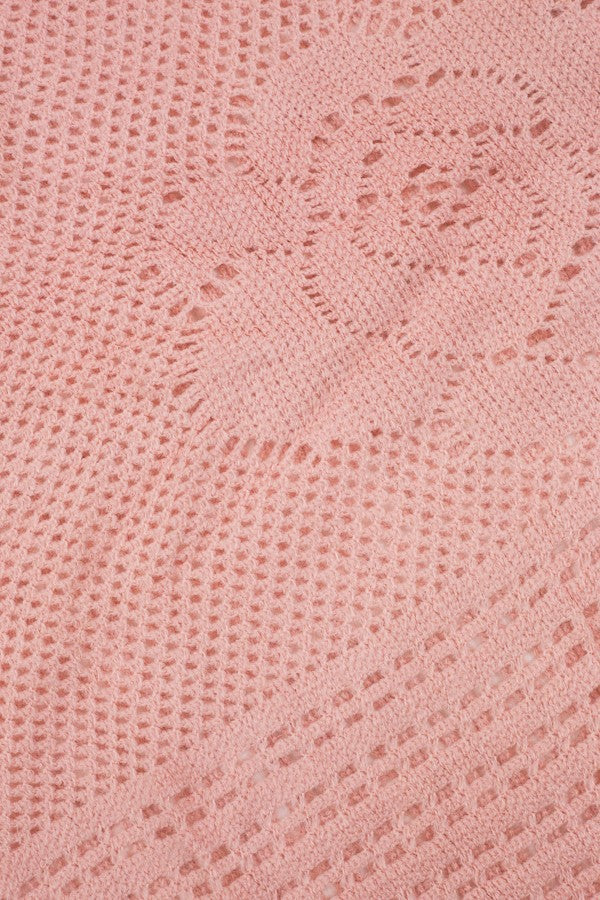 Catherine Floral Knit Poncho Pink