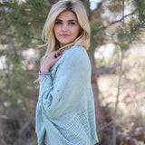 Catherine Floral Knit Poncho Mint Green With Model