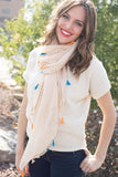 Dawn Solid Color Tassel Scarf Beige With Model