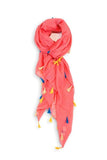 Dawn Solid Color Tassel Scarf Coral