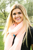 Dawn Solid Color Tassel Scarf Pink With Girl