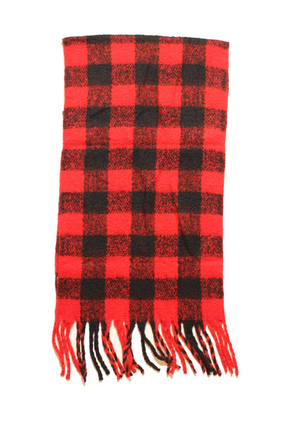 【TATIANA】Red Grid Check Lambs Wool Muffler マフラー TATIANA】Red Grid Check Lambs Wool Muffler 羊毛 マフラー