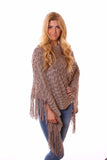 Kyra Glimmer Poncho Tan With Model