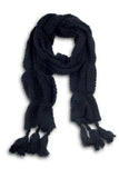 Leona Chunky Solid Tassel Scarf Black