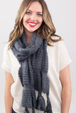 Leona Chunky Solid Tassel Scarf Grey With Model