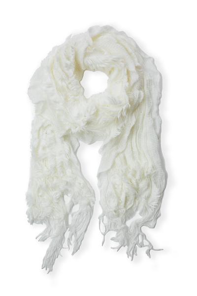 Lexie Furry Ruffle Scarf White