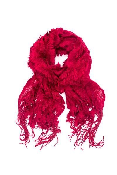 Lexie Furry Ruffle Scarf Red