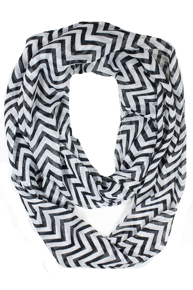 Mini Chevron Infinity Scarf Navy / White