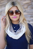 Terri Lace Infinity Scarf Beige With Model