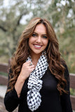Trudy Popcorn Knit Infinity Scarf White With Model