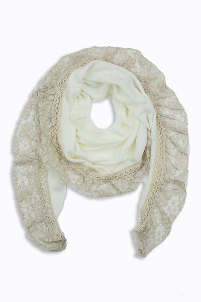 Aurelia Lace Trim Scarf Cream