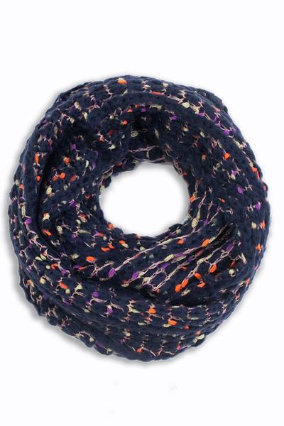 Blanche Colorful Crochet Infinity Scarf Navy / Blue