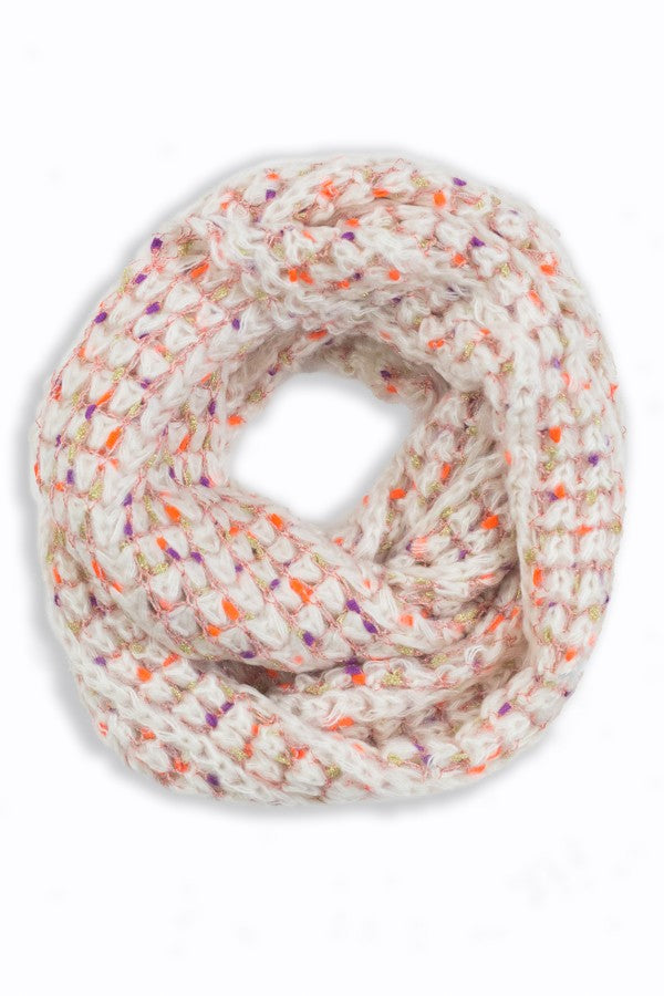 Blanche Colorful Crochet Infinity Scarf White