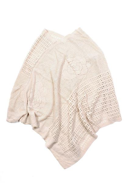 Catherine Floral Knit Poncho Beige
