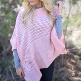 Catherine Floral Knit Poncho Pink