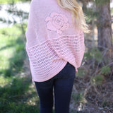 Catherine Floral Knit Poncho Pink