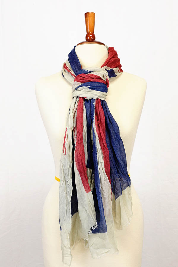 Crystal Painted British Flag Scarf White Multi