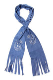 Cut Out Fringe Scarf Blue