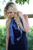 Cut Out Fringe Scarf Blue With Model