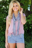 Cut Out Fringe Scarf Grey With Model