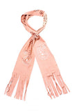 Cut Out Fringe Scarf Pink
