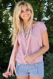 Cut Out Fringe Scarf Pink With Model