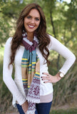 Darlene Snowflake Blanket Scarf Burgundy With Model