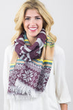 Darlene Snowflake Blanket Scarf Burgundy With Woman