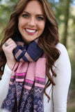 Darlene Snowflake Blanket Scarf Purple With Model