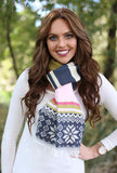 Darlene Snowflake Blanket Scarf Navy With Model