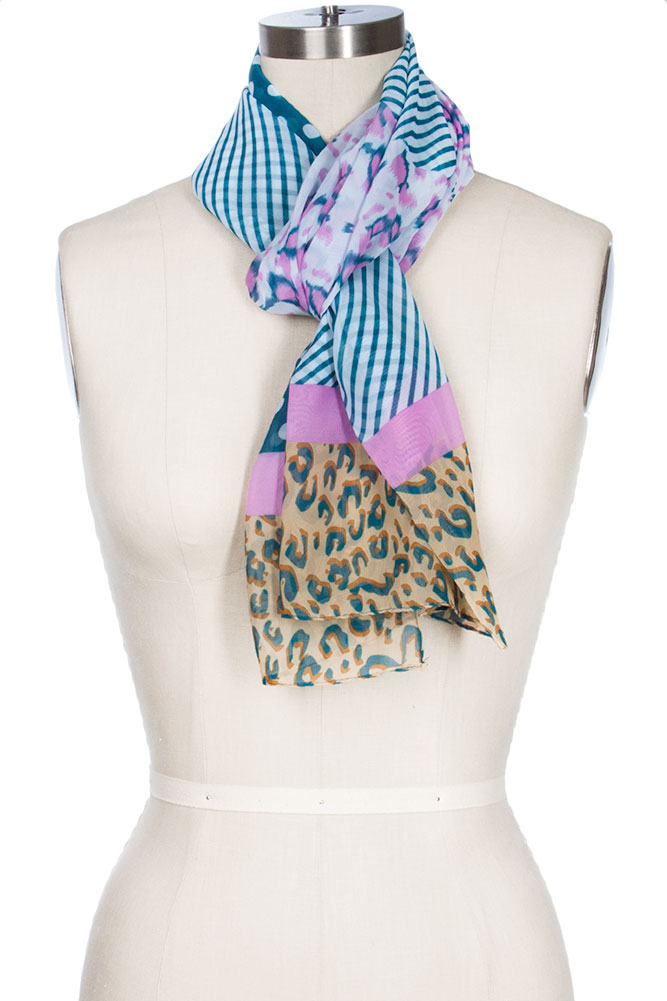 Dee Dee Leopard Dot Scarf Blue Pink