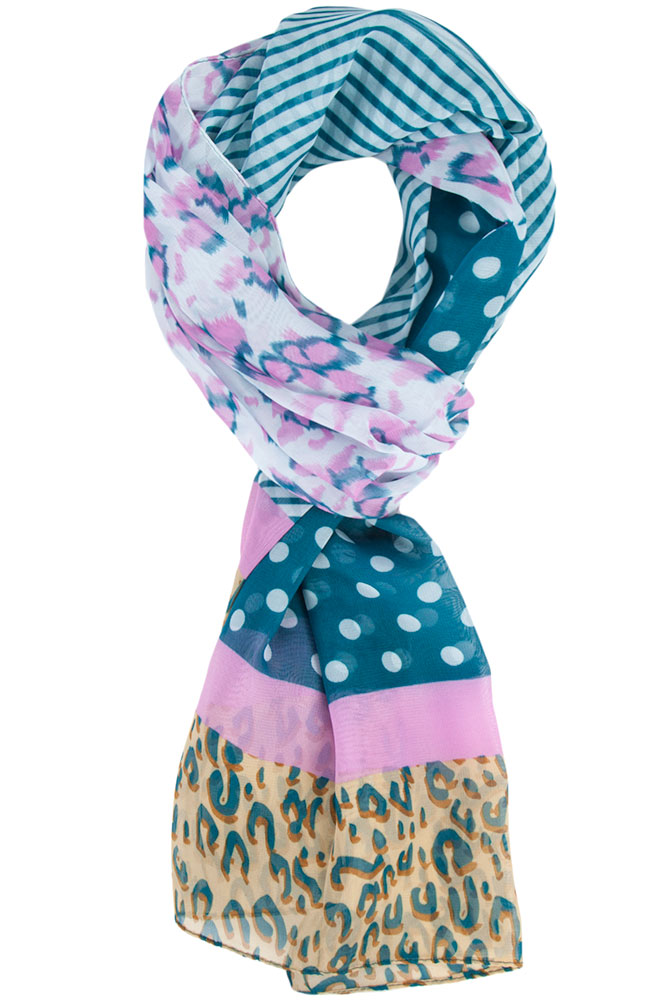 Dee Dee Leopard Dot Scarf Blue Pink
