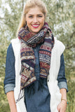 Dolly Southwestern Blanket Scarf Navy With Lady