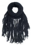 Eloise Cozy Finged Scarf Black