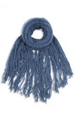 Eloise Cozy Finged Scarf Navy
