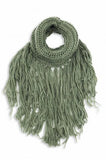 Eloise Cozy Finged Scarf Olive Green