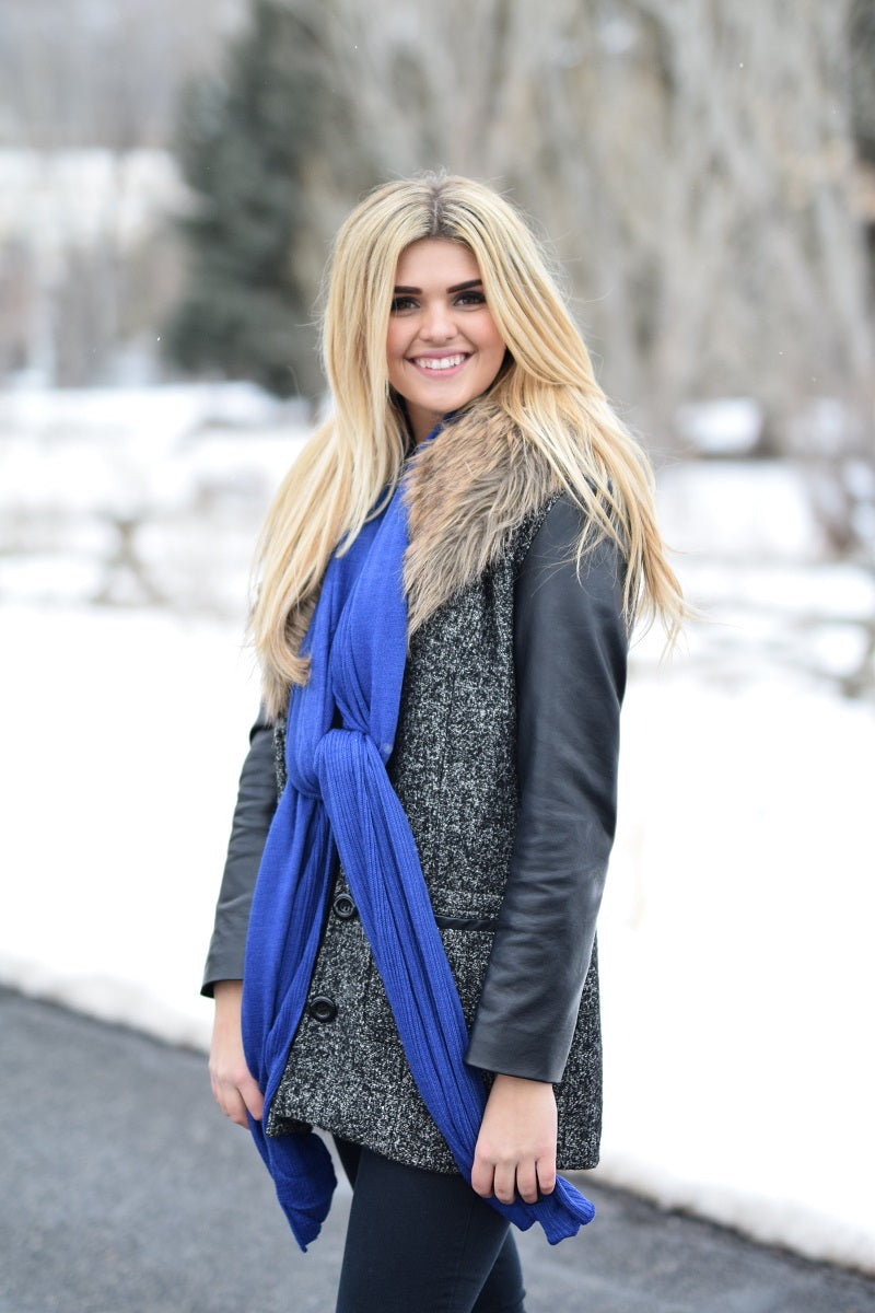 Gilly Neck Scarf Royal Blue With Model