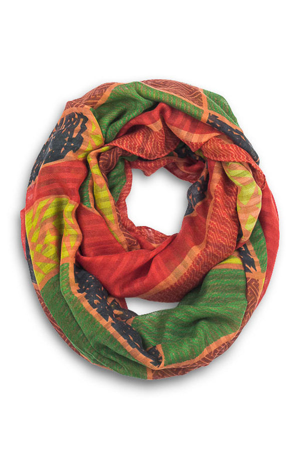 Hazel Multi Print Infinity Scarf Rust