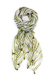 Iris Striped Tassel Scarf Green
