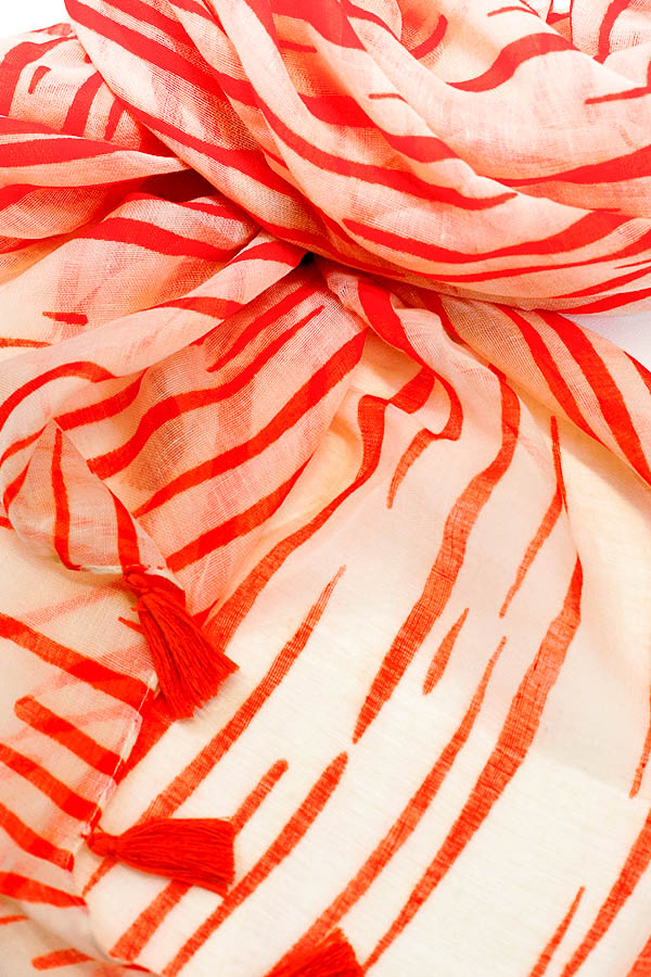 Iris Striped Tassel Scarf Orange