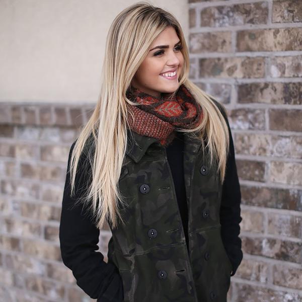 Jessica Leaf Infinity Scarf Brown With Model