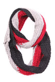 Kassy Striped Knit Infinity Scarf Grey / Red / Black